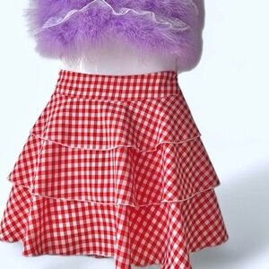 OHS Red Gingham Ruffle Mini Skirt ❤️🤍